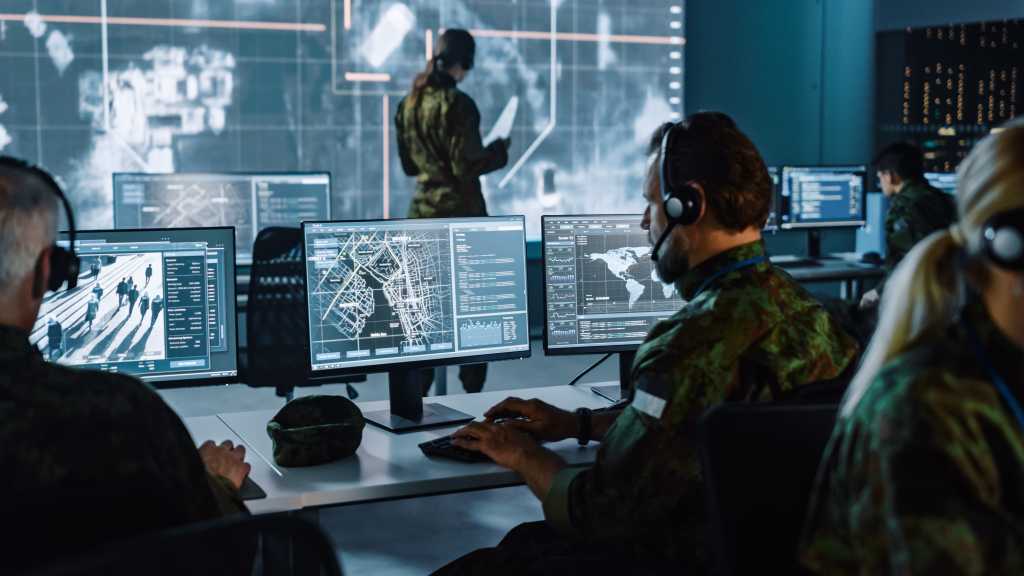 data center cybersecurity security military monitor men