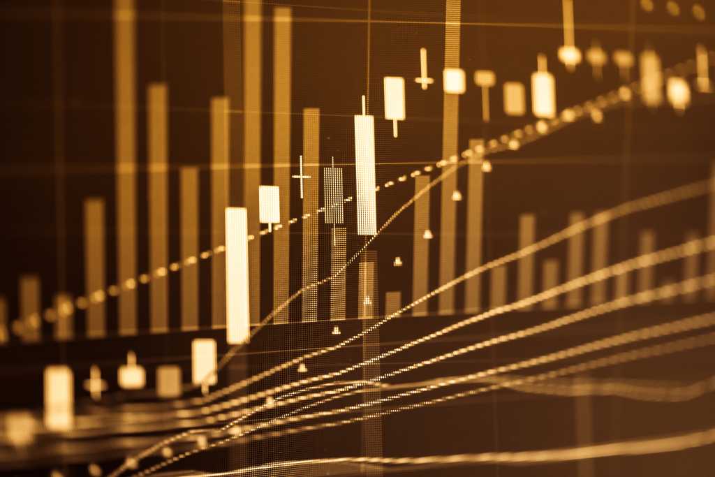 Display of Stock market quotes which including of the digital number and graph chart trends to represent Investment in the exchange market.